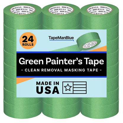 High Tack Green Painters Tape, 2 inch x 60 Yards, Case of 24 Rolls, Made in America, Clean Removal Green Masking Tape, Strong & UV Resistant