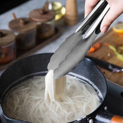 Small Silicone Tongs 7-Inch Mini Serving Tongs, Set of 3 (Black Gray White)