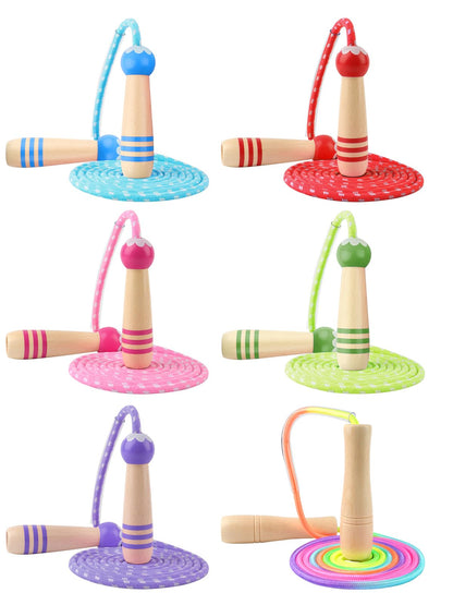 Jump Rope for Kids, Lorvain Adjustable Skipping Rope, Kids Jump Ropes with Wooden Handle for Girls Boys, Weighted Jumping Ropes for Fitness Workout Exercise Outdoor Fun Activity