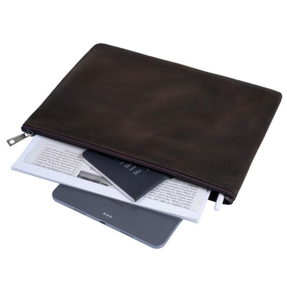 GZRHKJ Genuine Leather A4 File Folder for Document, Leather File Folder Organizer Document Holder for Men&Women, Waterproof Portfolio Envelope Folder Case