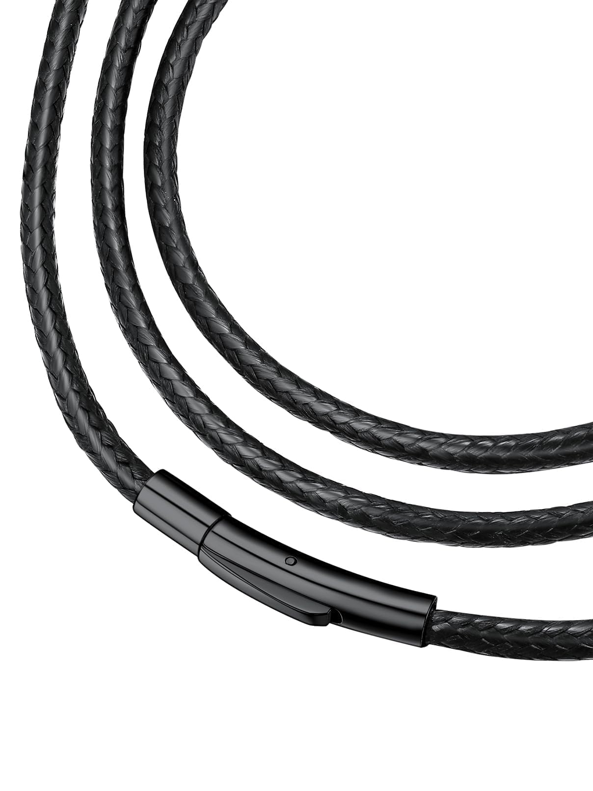 FaithHeart Waterproof Braided Leather Cord Chain Necklace Mens Wax Rope Chains for Pendant with Stainless Steel Clasp