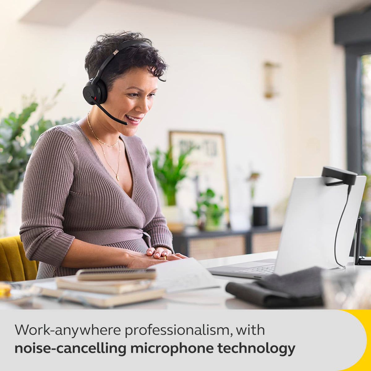 Jabra Evolve2 55 Stereo Wireless Headset - Features AirComfort Technology, Noise-Cancelling Mics & Active Noise Cancellation - Works with UC Platforms Such as Zoom & Google Meet - Black
