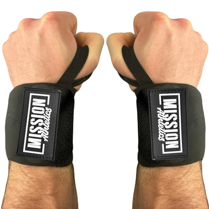 Mission Athletics Wrist Wraps for Weightlifting - 18” Premium Wrist Straps for Weightlifting With Thumb Loops, Best Gym Wrist Wraps for Lifting Weights, Bench Press & Powerlifting - For Men and Women