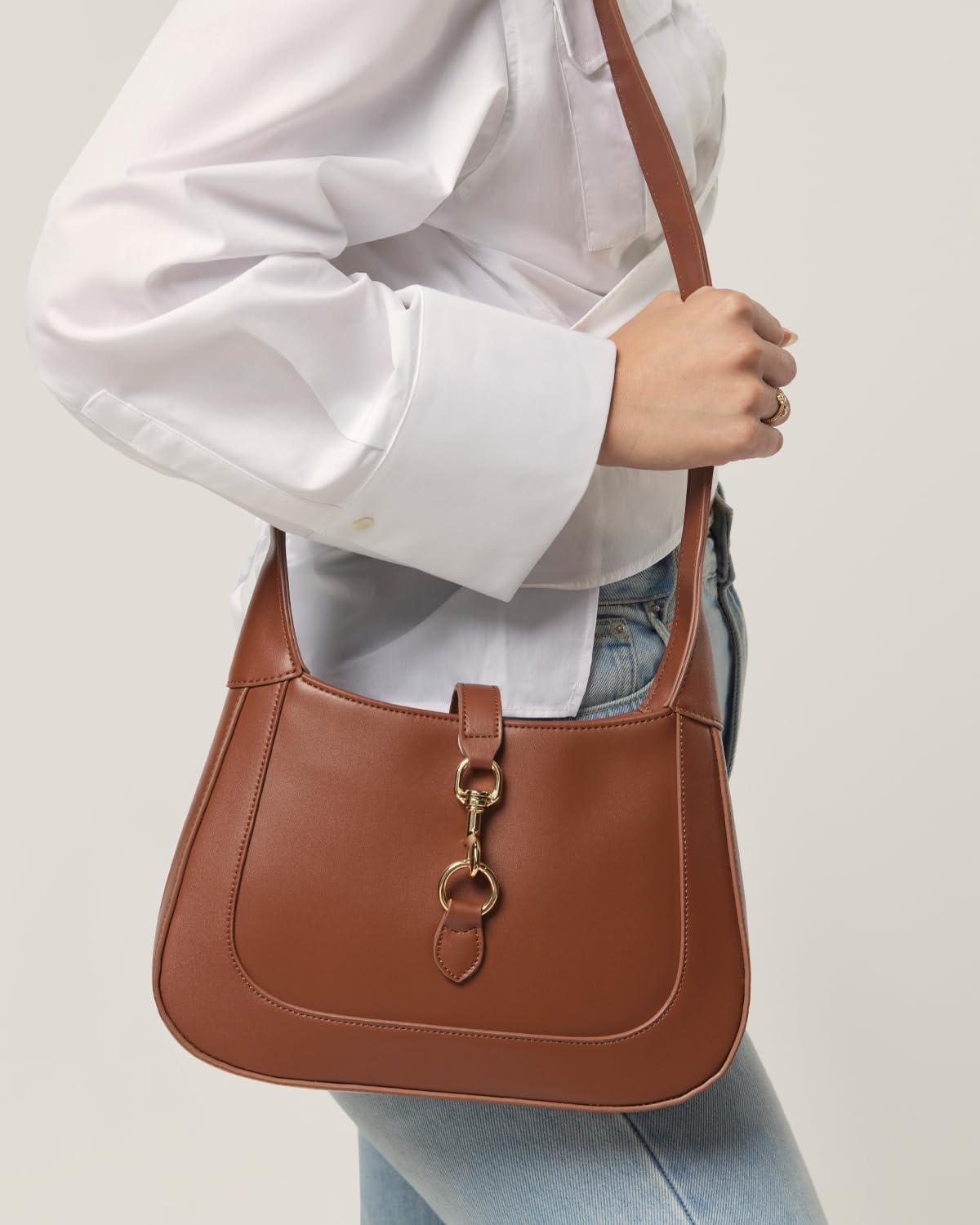 Apryl Shoulder Bag for Women - Small Shoulder Purses - Brown Purse - Cute Trendy Handbags - Adjustable Strap Vegan Leather