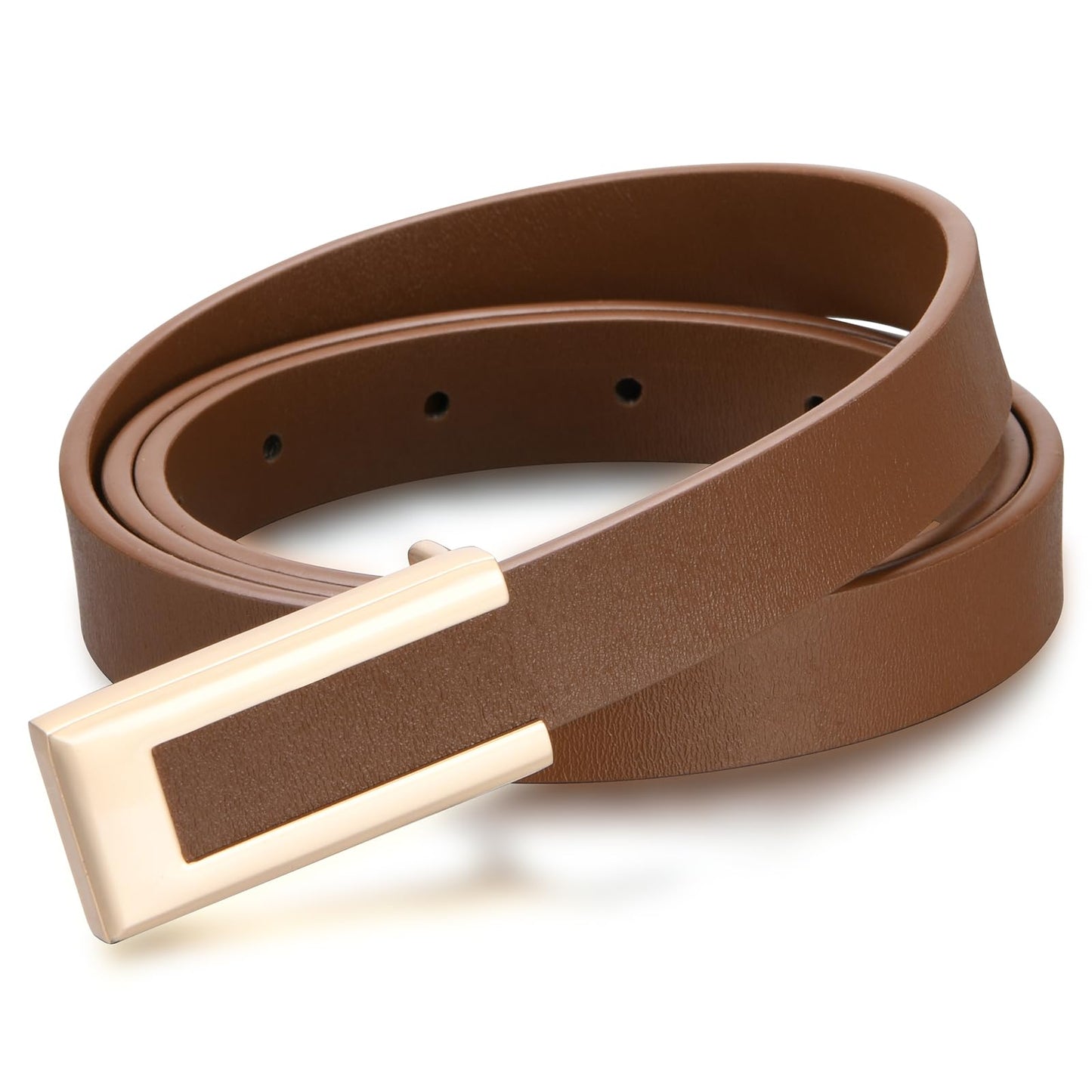 TOURZOO Genuine Leather Belts for Women Skinny Waist Belt for Dresses Jeans Pants with Gold Buckle