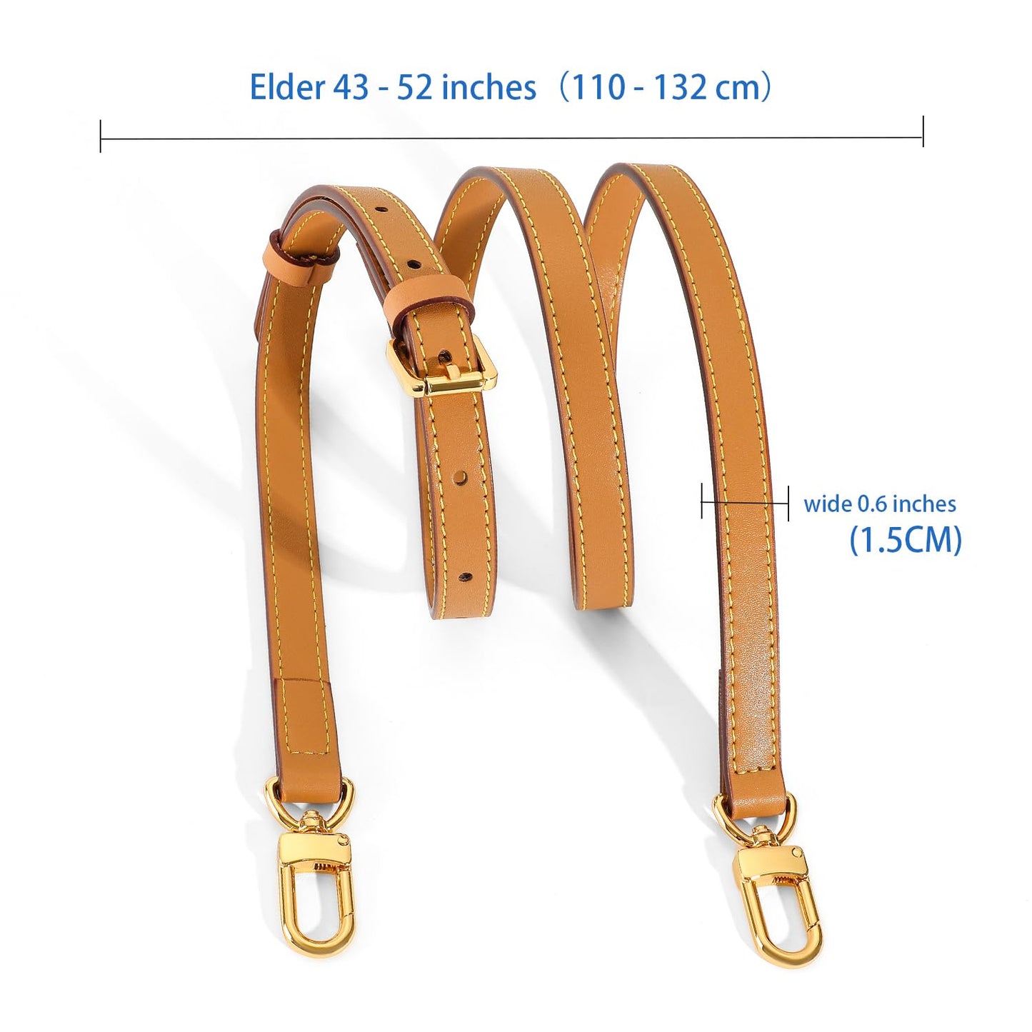 RYYXZXL Vachetta Leather Replacement Adjustable Shoulder Strap for L V Handbag Replacement Bag Strap (width: 0.6in-Apricot Yellow)