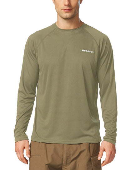 baleaf Mens UPF 50+ Sun Protection Shirts Long Sleeve Rash Guard, Quick Dry 4-Way Stretch for Fishing Swimming Surfing 01-Slate Green 2XL