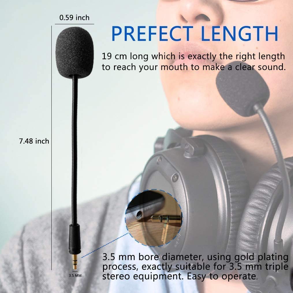 AKKE Replacement Mic 3.5mm Detachable Gaming Microphone Boom Compatible with PDP Afterglow AG6 Ear Force Xbox One Stealth 400 420x 450 500p 520 Recon 50x 50p 50 60p