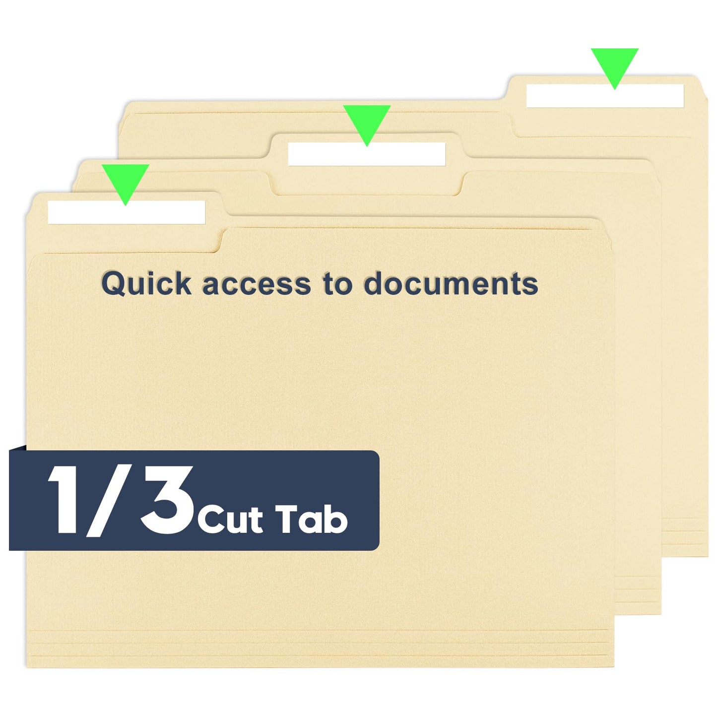 Manila File Folders, 150 Pack Bulk, Letter Size 8.5" x 11", 1/3 Cut Tabs in Assorted Positions, Includes Blank Labels, Sturdy Paper Stock for Office Business School Home Use,Manila