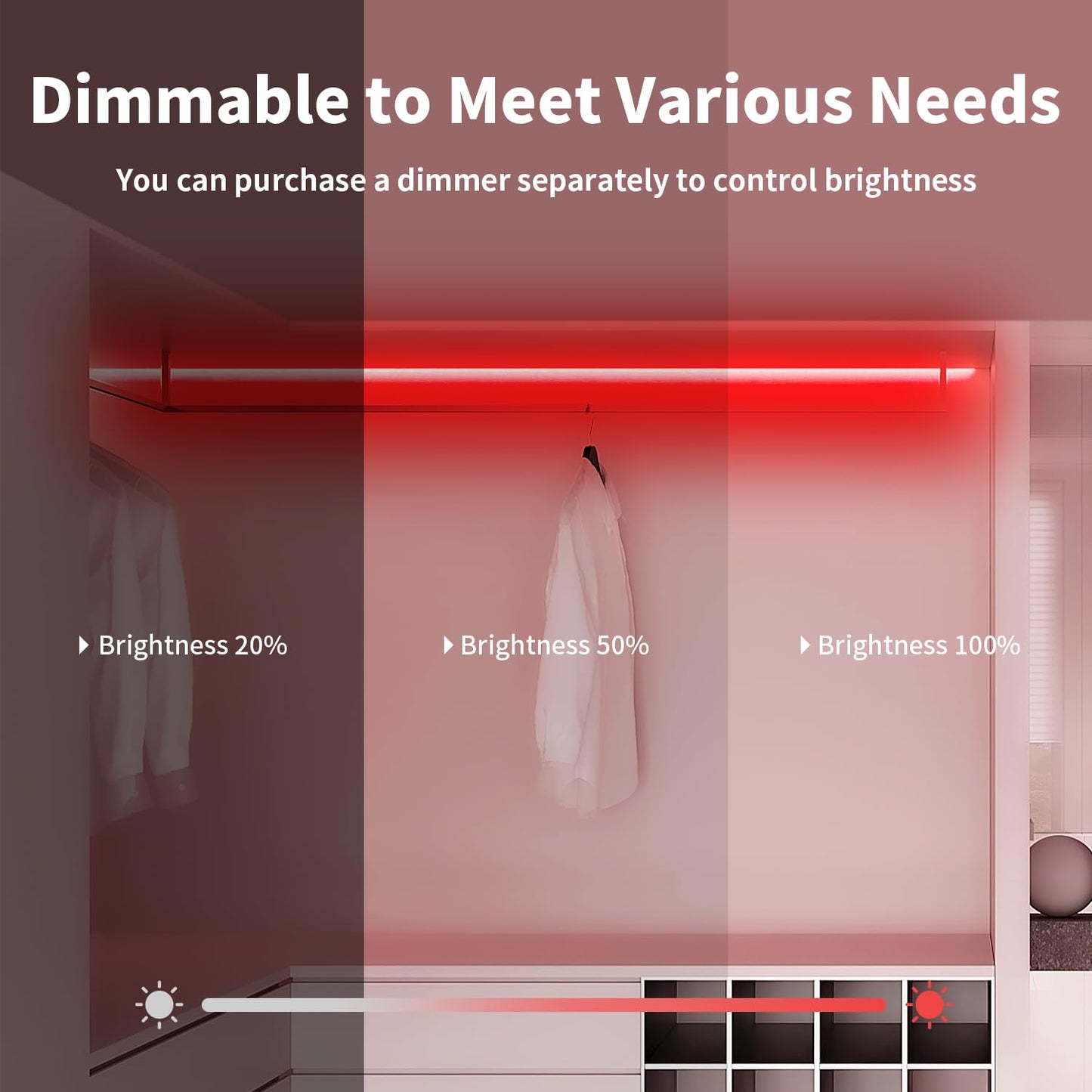 iNextStation Red Neon LED Light Strip, 16.4FT DC12V Flexible Silicone Neon Rope Lights with Touch Dimmer, IP65 Waterproof Cuttable Light Strip Kit for Gaming Room, Bedroom, Home Decor(with Plug)