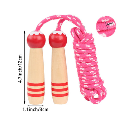 Jump Rope Kids, 7ft Adjustable Cotton Skipping Rope with Wooden Handle for Boys and Girls Fitness Outdoor Exercise
