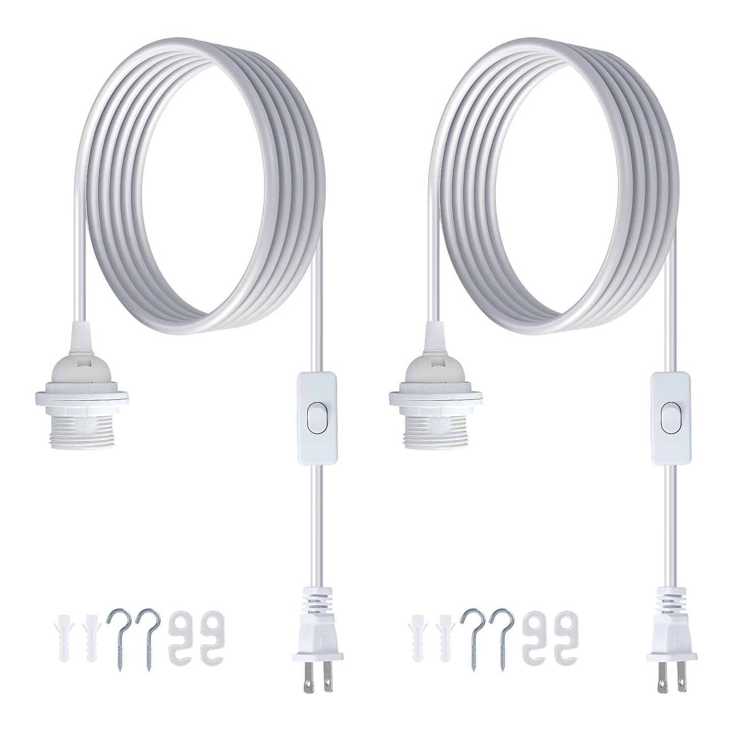 2 Pack Hanging Light Cord, 16FT E26 Plug in Pendant Light Cord with ONOFF Switch, Hanging Light Kit Light Socket Hanging Paper Lantern Light