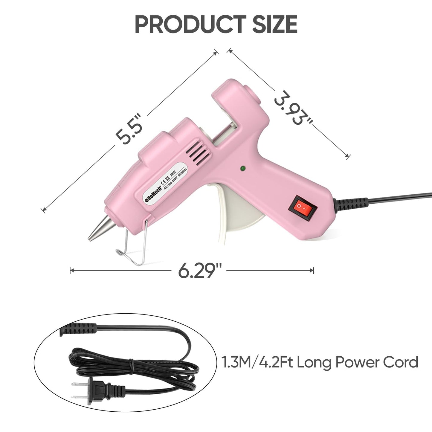 ROMECH 20W Mini Hot Glue Gun with 30 Glue Sticks Set, Fast Preheating Hot Glue Gun Kit Heavy Duty Gluegun for Craft, DIY, Repairs (Pink)