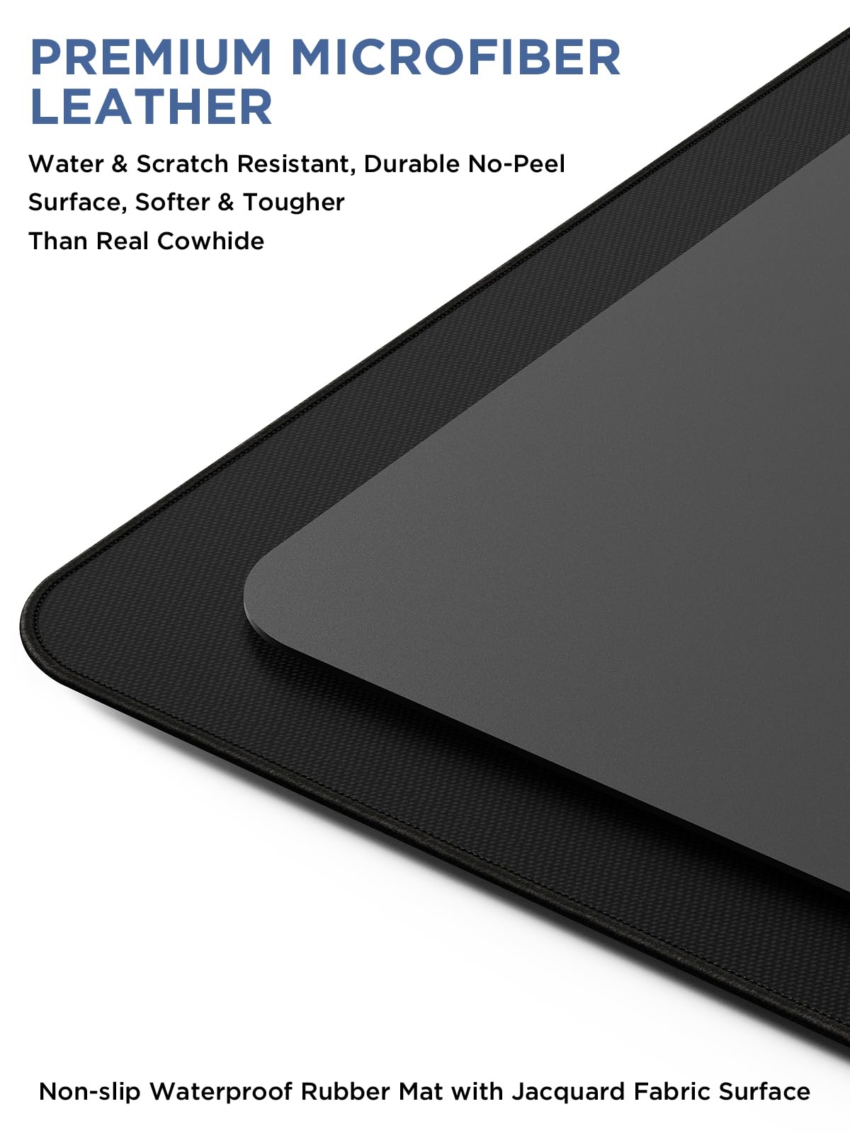 Wireless Charging Mouse Pad with 2nd Gen Tech, 3-in-1 25W Fast Charger, Replaceable Rubber & Microfiber Leather Desk Mat, Large Waterproof Desk Pad for Office & Gaming(Leather Mat& Coasters)