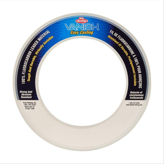 Berkley Vanish® Leader Material Coil, Clear, 50lb | 22.6kg, 30yd | 27m Fluorocarbon Fishing Line, Suitable for Saltwater Environments