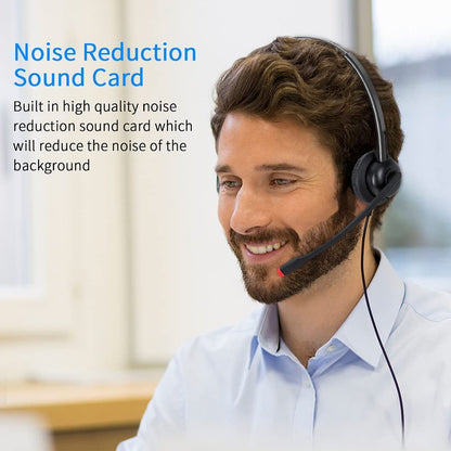 USB Headset with Microphone for PC Laptop Computer Headphone Noise Cancelling Mic for Home Office Online Class Teams Zoom