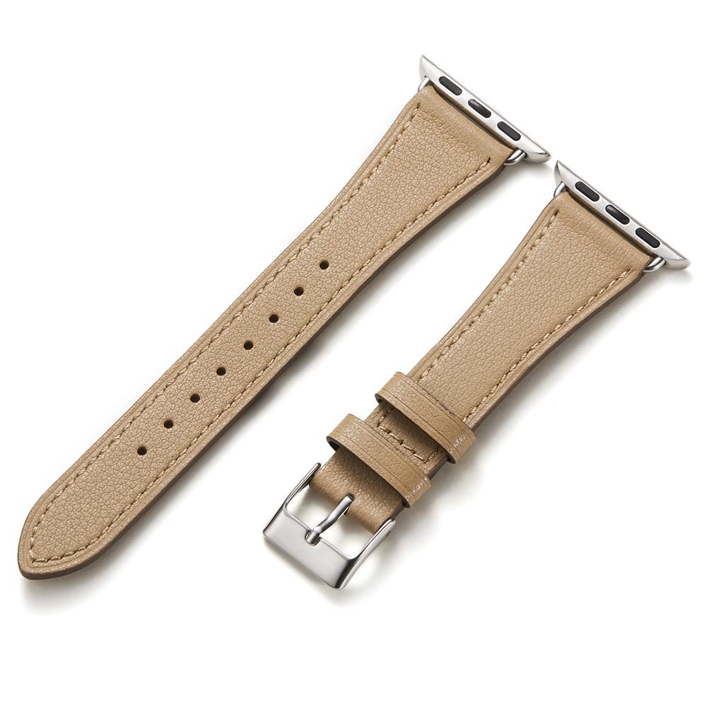 HANDODO Italian Genuine Leather Band Women for Apple Watch Series 11 10 9 8 7 6 5 4 3 2 1 SE SE2, SGS Certified Dressy Bracelet Cute Strap for iWatch 38mm 40mm 41mm 42mm, Camel
