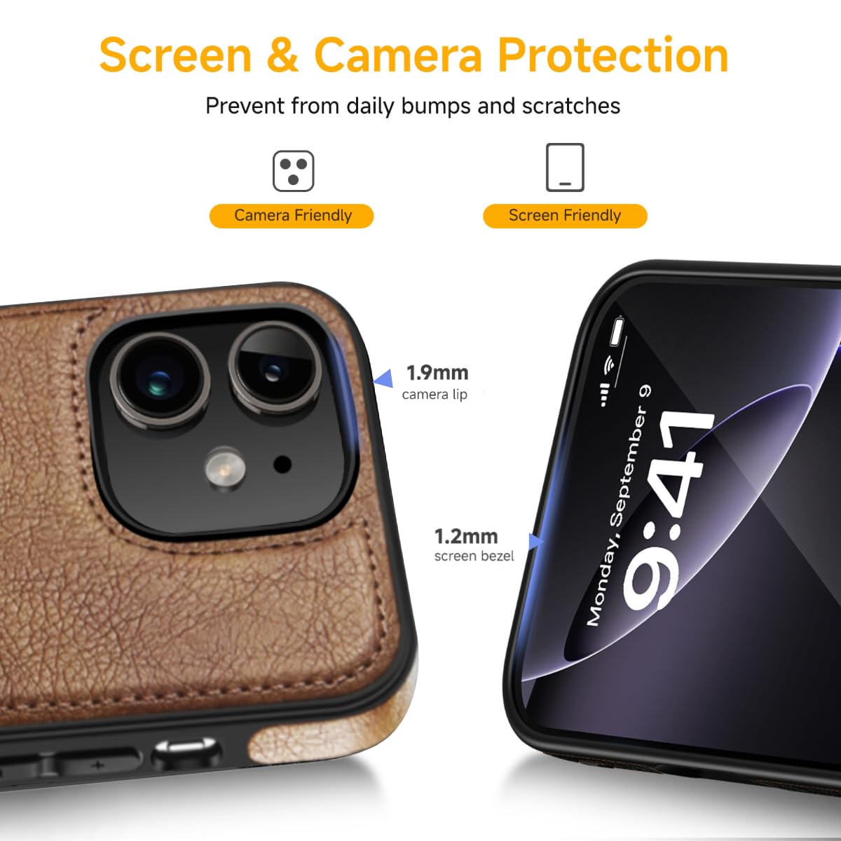 DOGODON Design Compatible with iPhone 11 Case Luxury Leather Business Vintage Slim Non-Slip Soft Grip Shockproof Protective Cover (2019) 6.1 Inch (Brown)