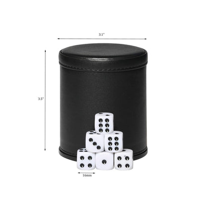 PU Leather Dice Cup Set, Felt Linning Dice Shaker for Yahtzee/Farkle/Bar Party Dice Games, Includes 16mm Dot Dices