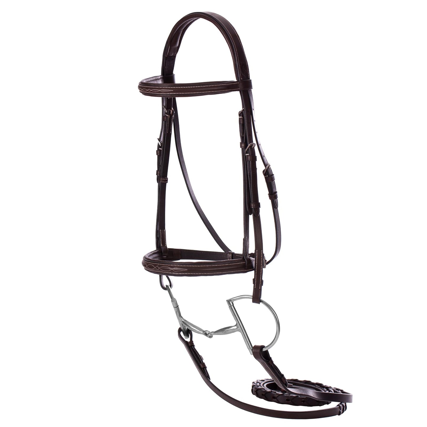 Equinavia Saga Adjustable Padded Fancy Stitched Hunter Bridle with Reins - Chocolate Brown - Pony