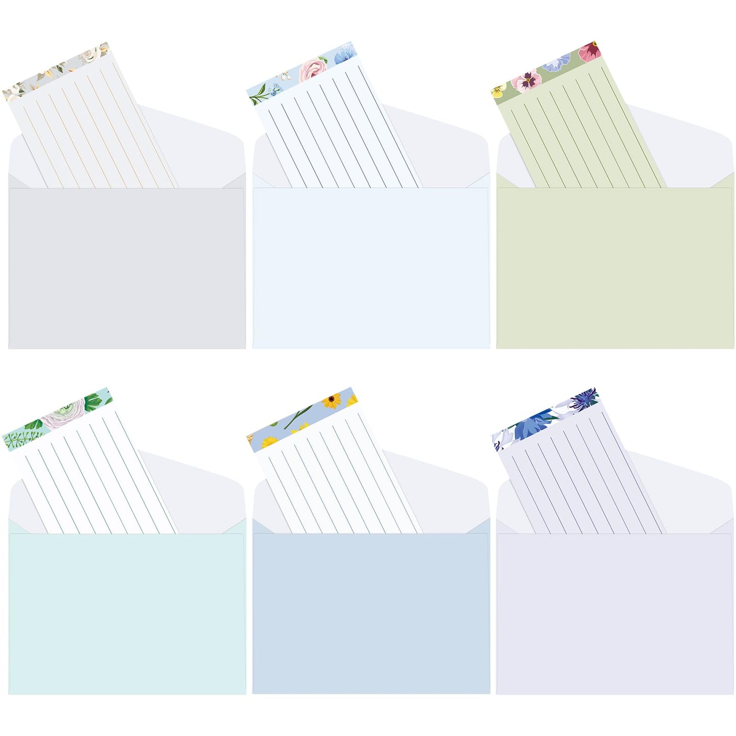 Geyee 200 Pieces Watercolor Stationary Paper and Envelopes Include 100 Lined Sheets and Envelopes, 5. 5 x 8. 25 Inch Double Sided Printing Letter Writing Paper with Mailers(Floral)
