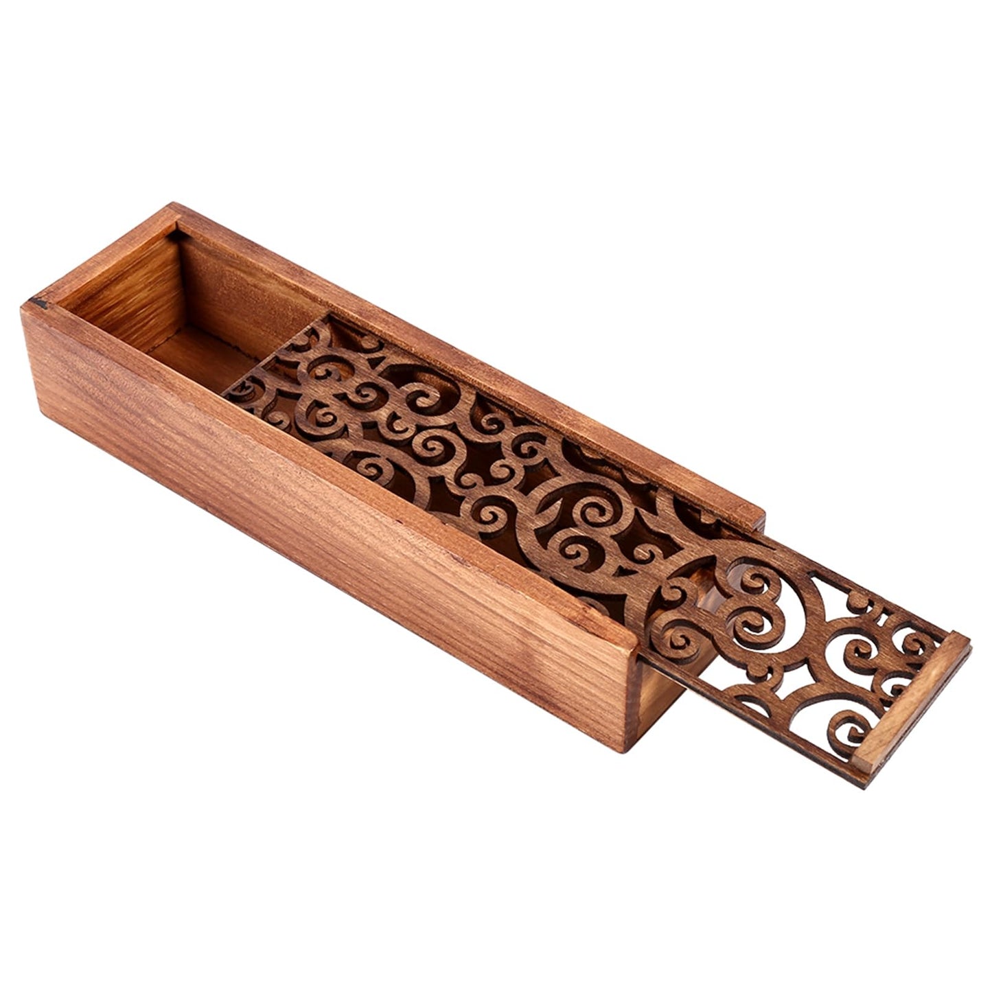 GBSCLOVER Wooden Pen Box, Retro Wood Pen Storage Case with Removable Cover, Multifunctional Pen Storage Wooden Box 7.7x2.2x1.6in for Store Jewelry Cosmetic