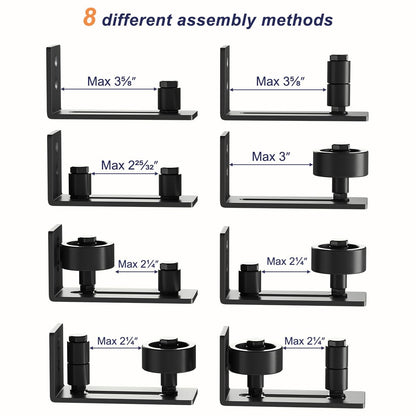 SMARTSTANDARD Sliding Barn Door Floor Guide for Bottom Adjustable Roller - 8 Setup Options for DIYers - Flush Design Bottom Flat Barn Door Floor Guide Stay Roller (Black) 1PCS