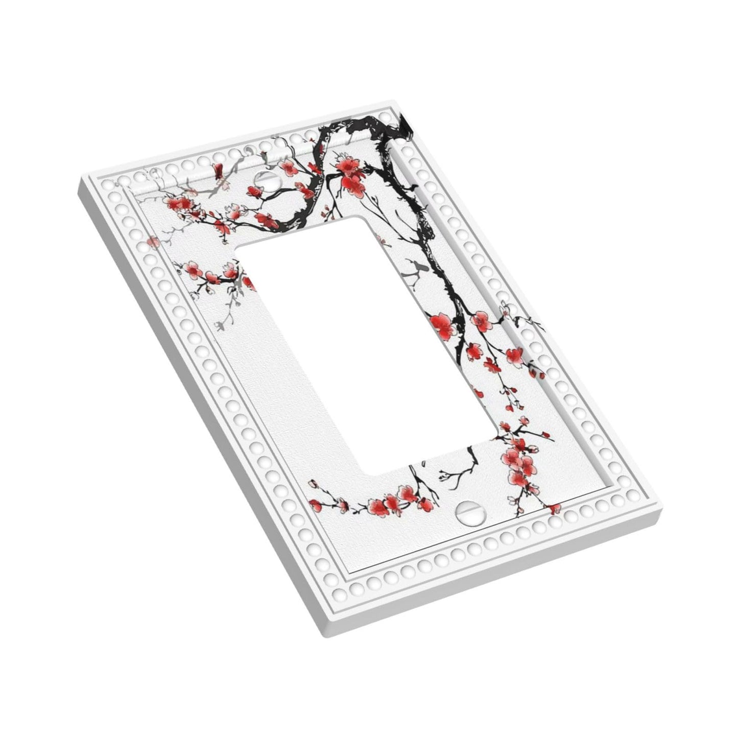 Cherry Blossom 1 Gang Rocker/GFCI Outlet Light Switch Wall Plate Cover Faceplate Decorative Faceplate Chinese Traditional Antique Ink Painting Art Plum Floral Bathroom Home Living Room Bedroom Decor