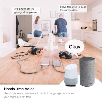 MOES WiFi Smart Garage Door Opener Controller,Smart Life/Tuya APP Remote Monitor Your Garage Door Anywhere Anytime,Compatible with Alexa Google Home No hub Required.