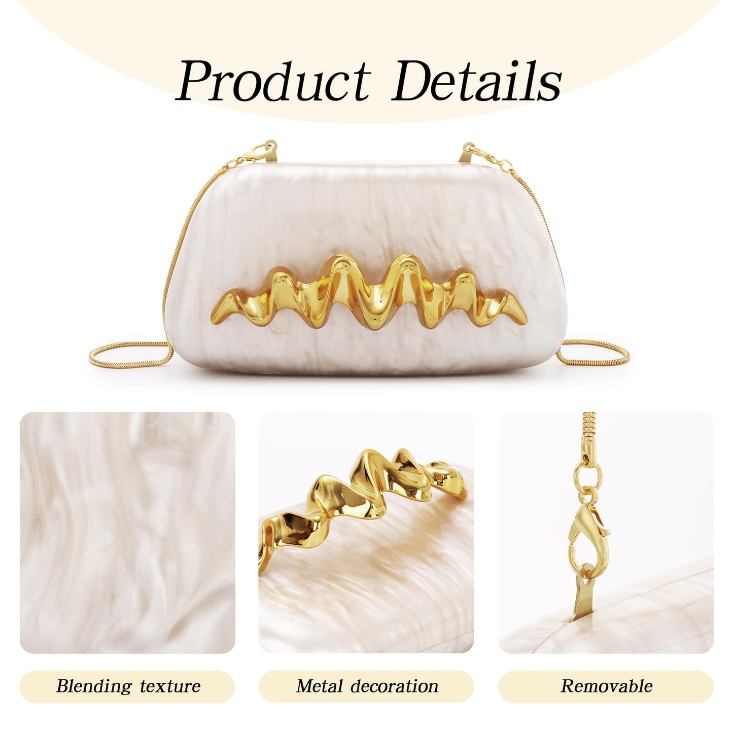 KUANG! Clutch Purses for Women Acrylic Evening Handbags for Wedding Party Crossbody Shoulder Bag Trendy