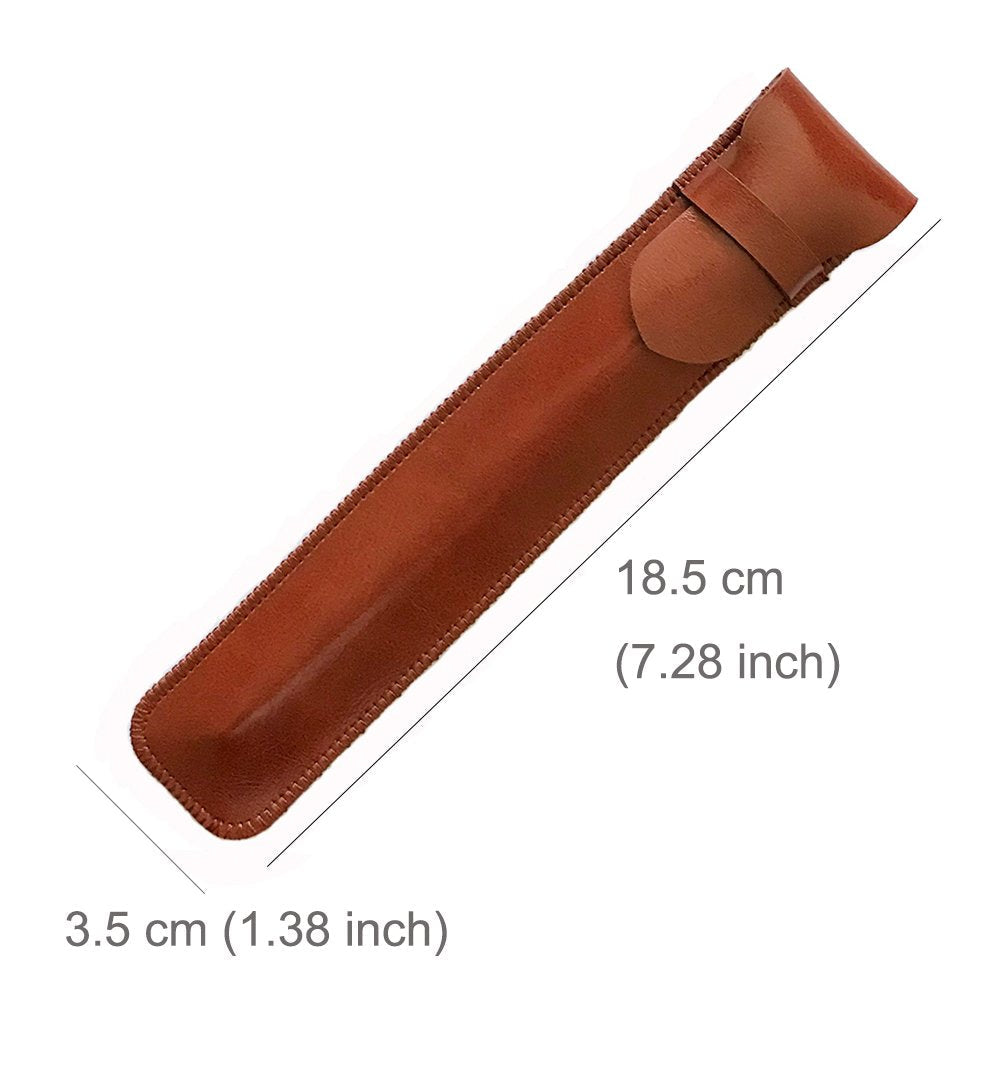 Daimay 2PCS Leather Case Holder Handmade Fountain Pouch Soft Protective Sleeve Cover for Ballpoint, Stylus Touch Pen - Black & Brown