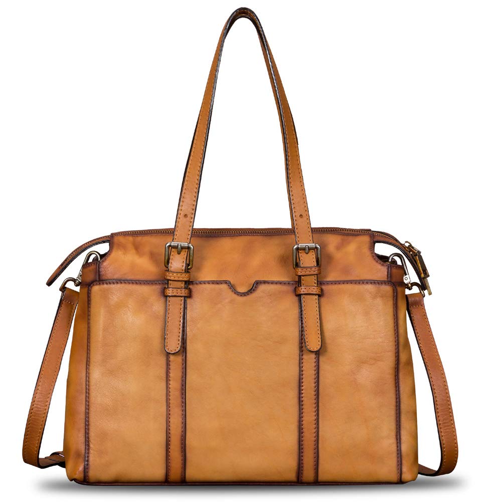 IVTG Genuine Leather Handbag for Women Vintage Handmade Top Handle Bag Crossbody Satchel (Brown)