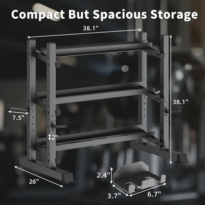 3-Tier Professional Dumbbell Rack, Commercial Grade Dumbbell Storage Rack,1800LB Capacity with Barbell Holder, Adjustable Heavy-Duty Weight Rack for Home Gym, Weight Stand for Dumbbells, Kettlebells & Weight Plates (Rack Only)