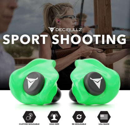 Decibullz Custom Molded Earplugs - 31dB Noise Reduction | Comfortable Hearing Protection for Shooting, Travel, and Concerts