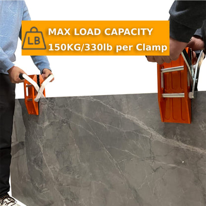 High Eagle 2 Pack Double Handed Stone Carrying Clamps Granite Panel Lifter Tools Rubber-lined for Lifting Quartz Worktop Slab Marble Glass 660lbs Loaded