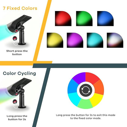 Linkind Christmas Solar Lights Outdoor StarRayS, Christmas Decorations Color Changing Solar Spot Lights, IP67 Waterproof for Landscape Garden Pathway Walkway (Multicolor, 6 Pack)