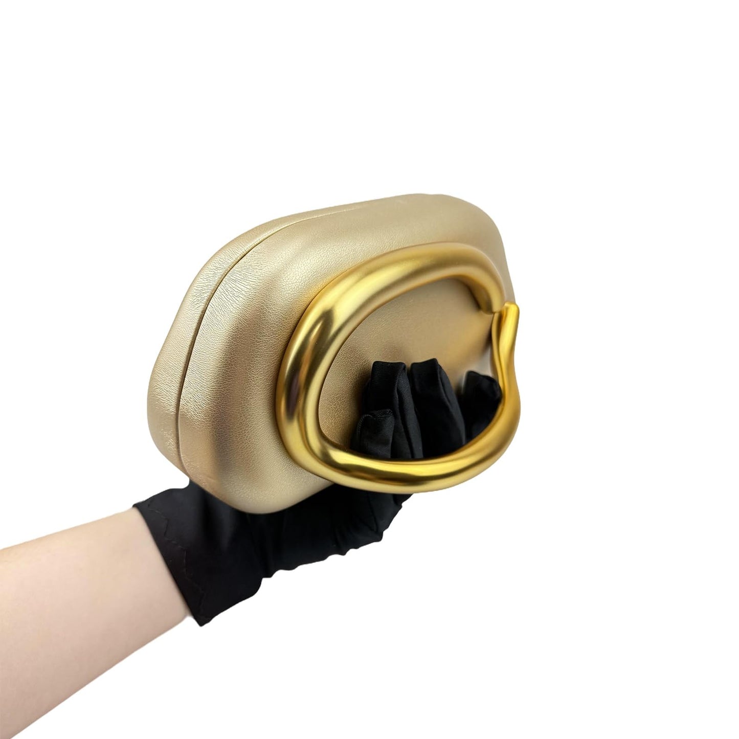 FUTTSPAI Elegant Small Evening Clutch Purses With Handle For Women Formal Leather Handbag Wedding Purse,Gold