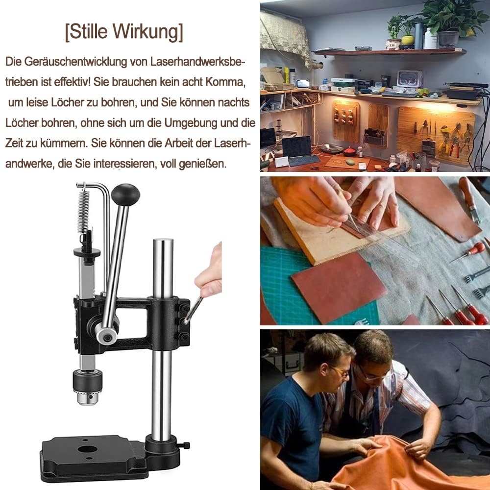 Leather Hole Puncher Hand Punching Machine Manual Press Puncher Punch Tools for DIY Craft (with Chuck, PP Plate, 4* Leather Prong Punch,7*Circular Punch)