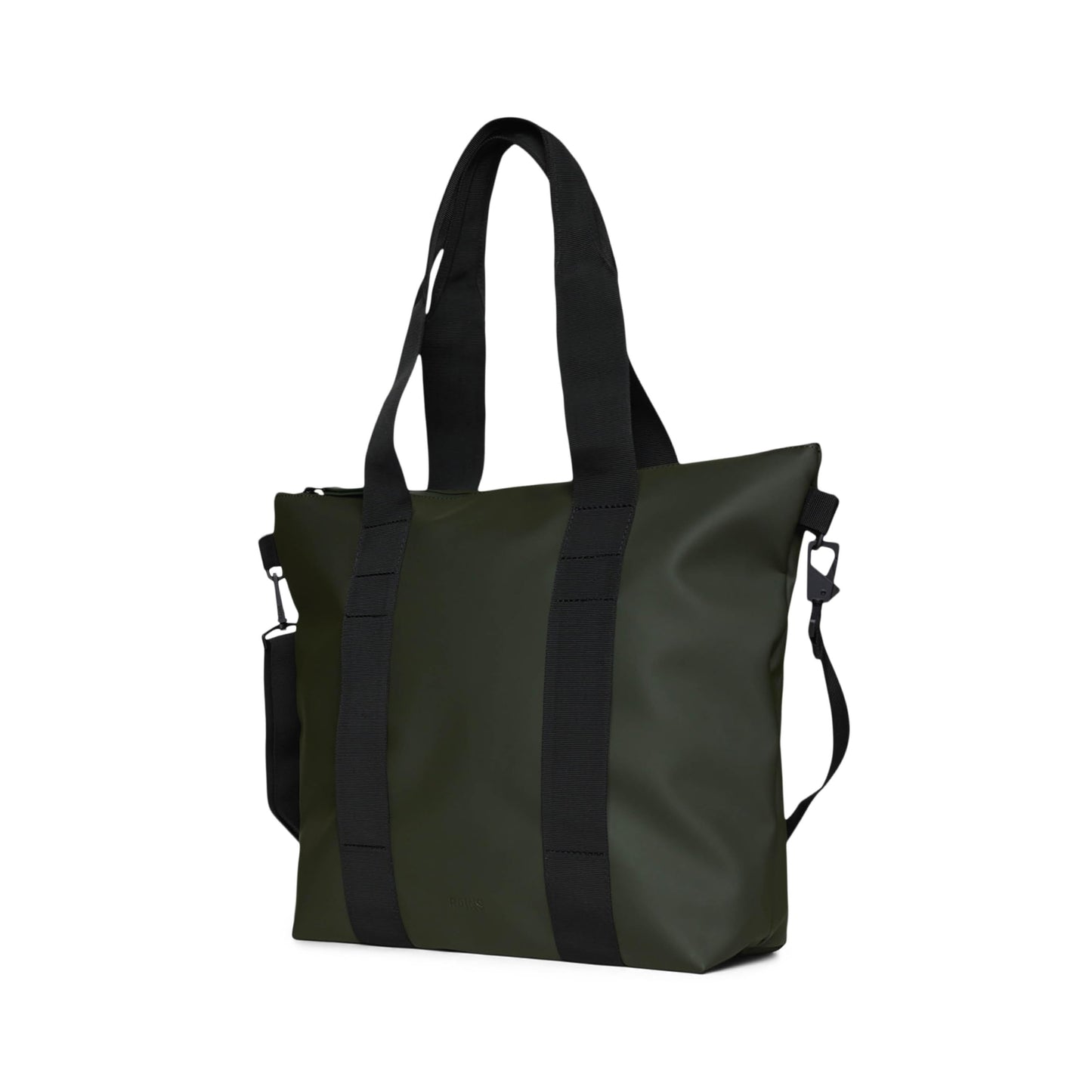 RAINS Tote Bag Mini - Green Waterproof Shoulder Bag for Men and Women - Everyday Tote for Work, Travel, Shopping with Coated Zip and Carry Handles - 2 Year Warranty
