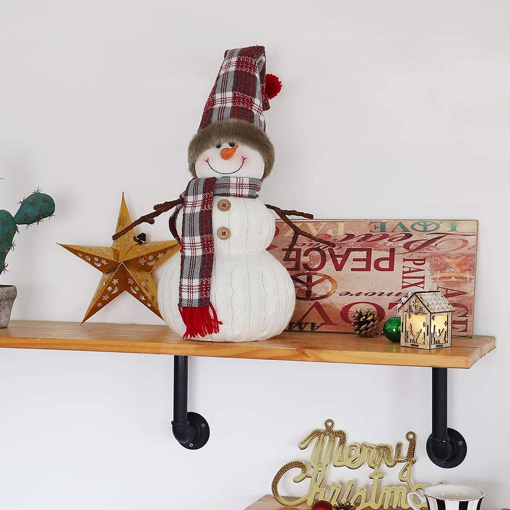 WORLDECO Christmas Cute Snowman Indoor Decorations Handmade Gift, Animated Xmas Snowman Plush Bedroom Home Ornament,Holiday Party Presents, White 20 inch