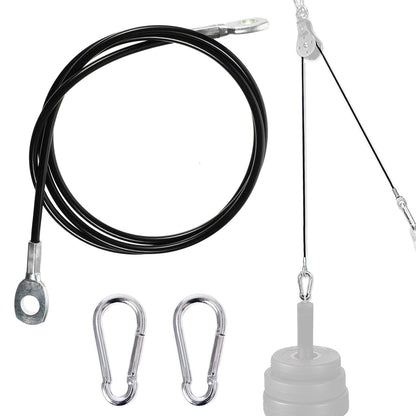 Favuit Fitness Pulley Cable, Gym Replacement Cable, Heavy Duty Steel Wire Rope, Black, 59in