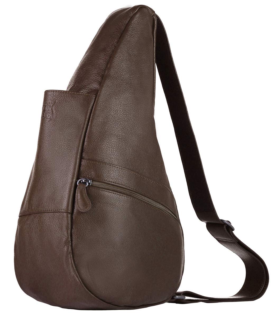 AmeriBag 15" Full-Grain Leather Healthy Back Bag Ergonomic Crossbody Sling for Everyday Use, Travel & Walking Comfort (Espresso)