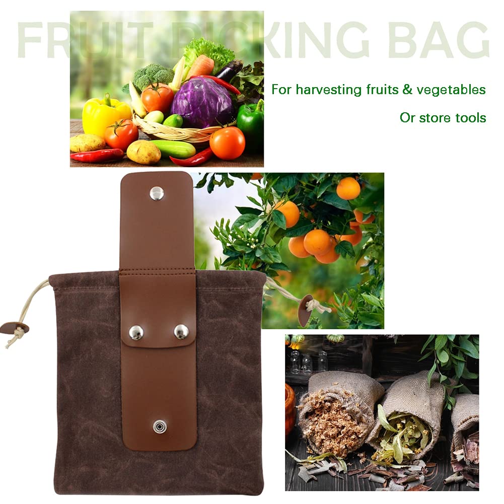 ASENIE Foraging Bag Waxed Canvas Collapsible Outdoor Camping Foraging Pouch Mushroom Storage Water Resistant Leather Bushcraft Belt Tinder Dump Pouchs Brown for Travel Camping Hiking Bag Only (Brown)