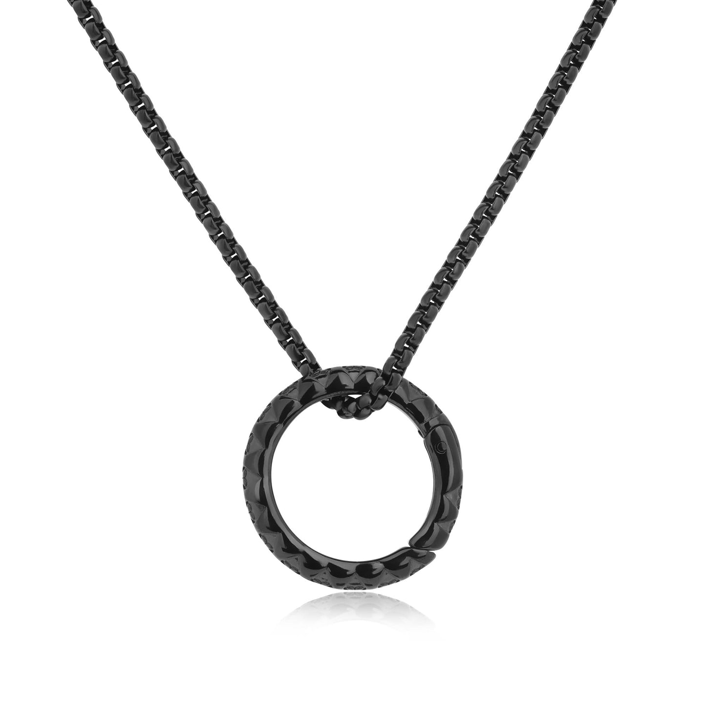 GAVU Black Ring Keeper Necklace for Men, Stainless Steel Ring Holer Necklace 24"
