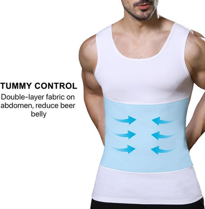 Men's Slimming Compression Shirt | Body Shaper Workout Tank Top for Gynecomastia & Tummy Control - Quick Change Design