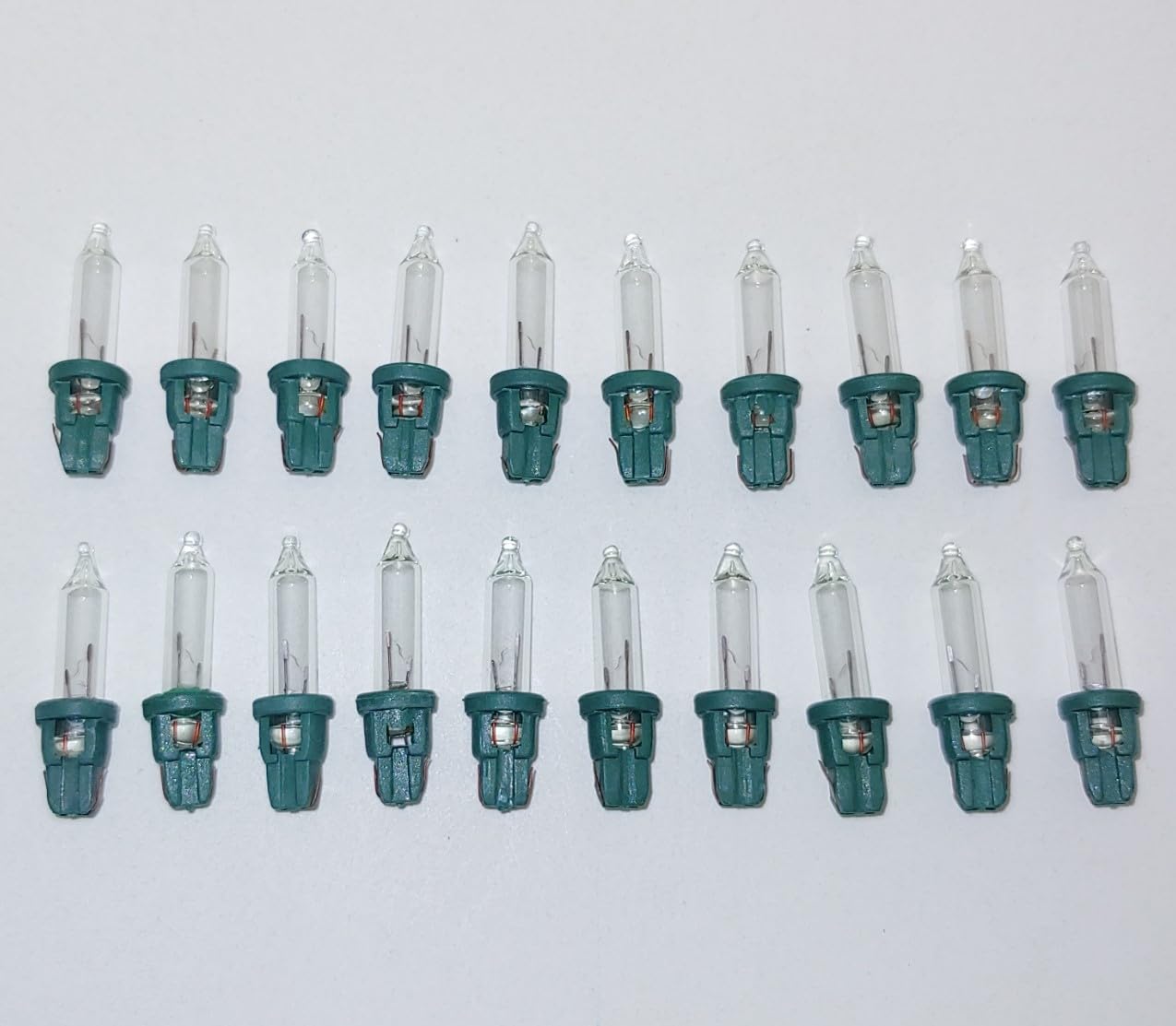 20 Clear D, 20x Mini 2.5 Volt V 0.425 Watt W Clear Christmas Incandescent Light Bulbs Replacement Tree Lights Green Base 2.5 Volts By JL Missouri