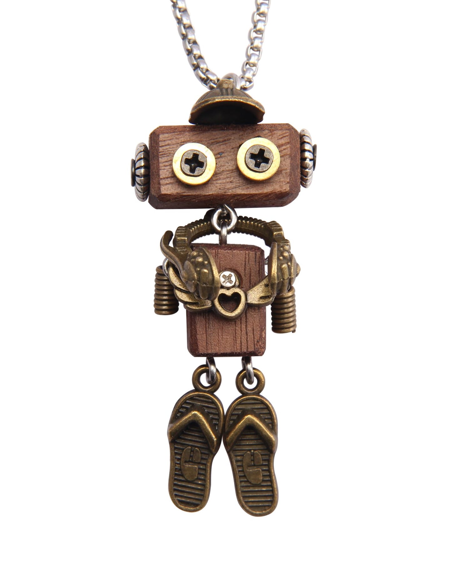 joymiao Wooden Pendant Necklace Steampunk Necklace Womens Gold Necklace Vintage Leather Choker Stainless Necklace Chain Hippie Choker Necklace