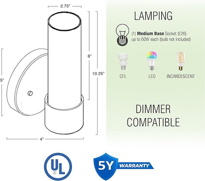 Kira Home Sol 10" Modern Wall Sconce with Frosted Glass Shade, for Bathroom/Vanity, Cool Brass Finish, 2-Pack