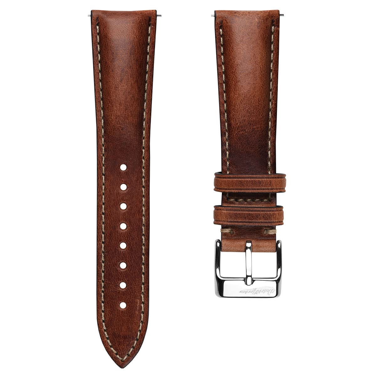 WatchGecko Vintage Highley Certified Genuine Italian Leather Replacement Watch Strap. Stylish and Durable Mens Wristwatch Strap. Padded for Comfort. Easy to fit. Reddish Brown, 21 mm