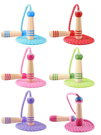 Jump Rope for Kids, Lorvain Adjustable Skipping Rope, Kids Jump Ropes with Wooden Handle for Girls Boys, Weighted Jumping Ropes for Fitness Workout Exercise Outdoor Fun Activity